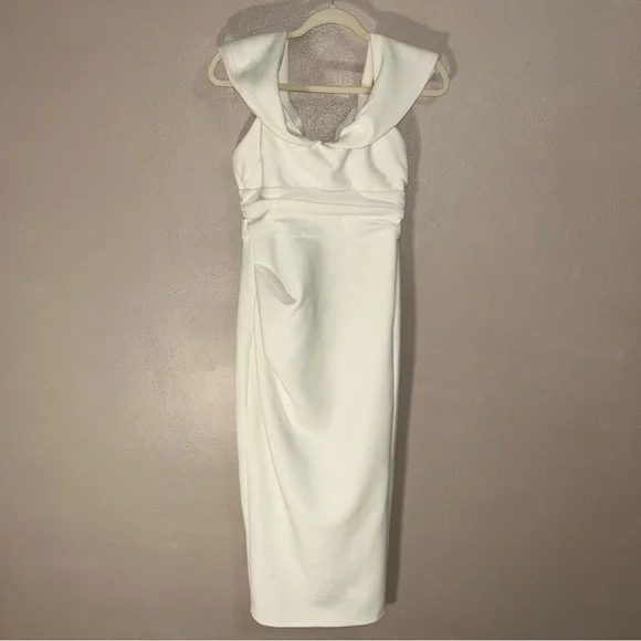 Chic Off-Shoulder White Wedding formal prom Dress - Picture 2 of 4